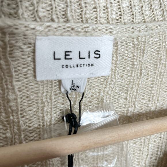 Le Lis Collection Womens Cropped Cardigan Sweater Large Beige Oatmeal Neutral - Picture 6 of 12